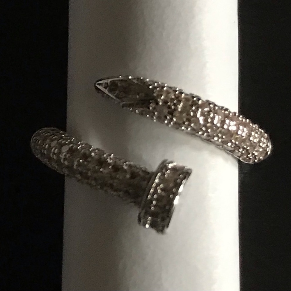 Nail Head Silver Adjustable Ring, With Beautiful … - image 1
